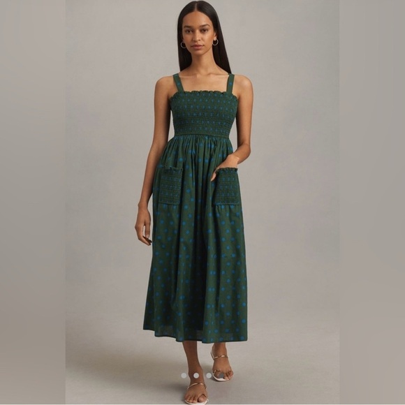Anthropologie Pinnacle by Shruti Sancheti Smocked A-Line Midi Dress Small - Picture 1 of 12